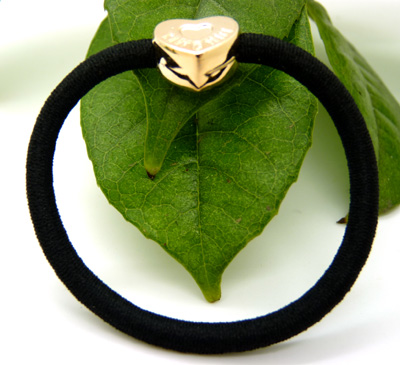 韩国正品发饰  黑色扎头发皮筋头绳 进口橡皮筋桃心合金发圈发绳 头绳发饰 百搭