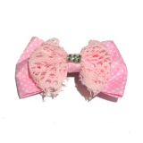 新款百搭甜美可爱珍珠水钻雪纺蝴蝶结压夹边夹头饰