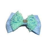 新款百搭甜美可爱珍珠水钻雪纺蝴蝶结压夹边夹头饰