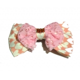 新款百搭甜美可爱珍珠水钻雪纺蝴蝶结压夹边夹头饰