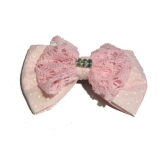 新款百搭甜美可爱珍珠水钻雪纺蝴蝶结压夹边夹头饰