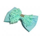 新款百搭甜美可爱珍珠水钻雪纺蝴蝶结压夹边夹头饰