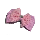 新款百搭甜美可爱珍珠水钻雪纺蝴蝶结压夹边夹头饰