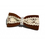 新款百搭甜美可爱珍珠水钻雪纺蝴蝶结压夹边夹头饰