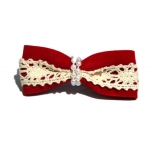 新款百搭甜美可爱珍珠水钻雪纺蝴蝶结压夹边夹头饰