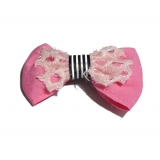 新款时尚百搭时尚甜美可爱珍珠水钻雪纺蝴蝶结压夹边夹头饰