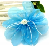 头饰发饰 丝绸撞色可爱球球发圈 网纱压夹头花