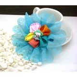 韩版头饰女儿童雪纱花朵蝴蝶结压夹 刘海夹包边布艺发夹子 镂空发饰 可爱头饰