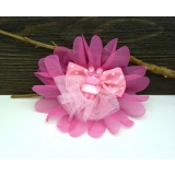 韩版头饰女儿童雪纱花朵蝴蝶结压夹 刘海夹包边布艺发夹子 镂空发饰 可爱头饰