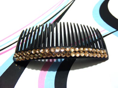 时尚复古两排黄钻梳夹