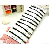 头饰复古盘发黑色小发夹边夹一字夹 钢丝夹压痕型隐形发夹 一字压夹长型 10只装