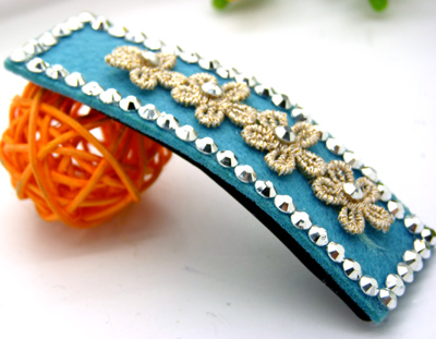 复古布艺蕾丝刺绣点钻发夹...