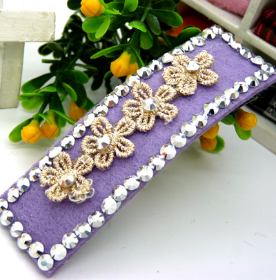 复古布艺蕾丝刺绣点钻发夹...