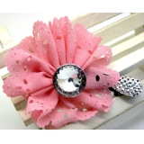 韩国头饰 时尚布艺弹簧夹 合金横夹顶夹 水晶发夹