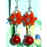 时尚亚太流行亮钻花环珍珠烫金吊坠耳环