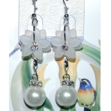 时尚亚太流行亮钻花环珍珠烫金吊坠耳环