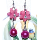 时尚亚太流行亮钻花环珍珠烫金吊坠耳环