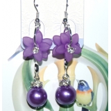 时尚亚太流行亮钻花环珍珠烫金吊坠耳环