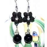 时尚亚太流行亮钻花环珍珠烫金吊坠耳环