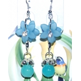 时尚亚太流行亮钻花环珍珠烫金吊坠耳环