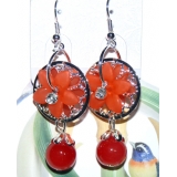 时尚亚太流行亮钻花环珍珠烫金吊坠耳环