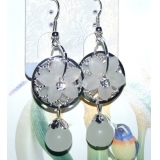 时尚亚太流行亮钻花环珍珠烫金吊坠耳环