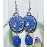 时尚亚太流行亮钻花环珍珠烫金吊坠耳环