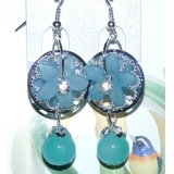 时尚亚太流行亮钻花环珍珠烫金吊坠耳环