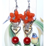 时尚亚太流行亮钻花环珍珠烫金吊坠耳环