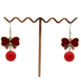 韩版蝴蝶转运珠耳钉 韩国时尚复古女耳环耳坠 百搭淑女耳饰饰品