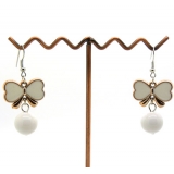 韩版蝴蝶转运珠耳钉 韩国时尚复古女耳环耳坠 百搭淑女耳饰饰品