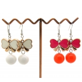 韩版蝴蝶转运珠耳钉 韩国时尚复古女耳环耳坠 百搭淑女耳饰饰品