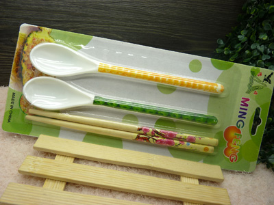 快乐童年 儿童餐具 2勺1筷组合	