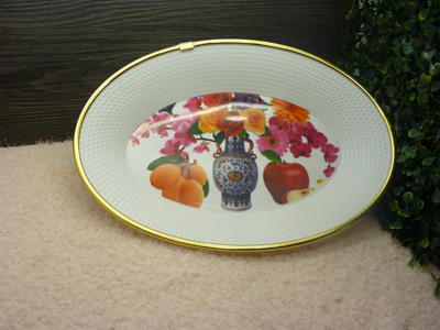 密胺/仿瓷长方型盘子 仿瓷餐具 碟子 菜盘 鱼盘-333椭圆百花盘