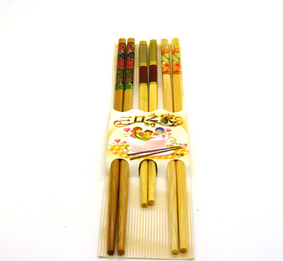 时尚亲子筷情侣筷家庭筷 3双装竹筷子 三口之家筷子