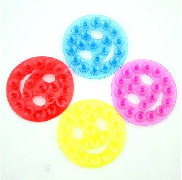 2015精品 新奇特 日用家居 创意超强吸力双面太空吸盘-圆形笑脸	