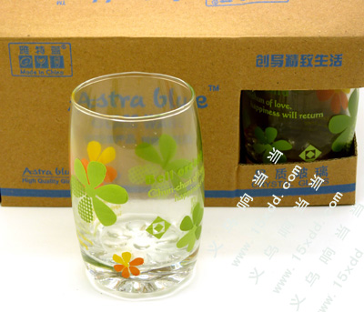 正品雅特蓝精品印花玻璃杯