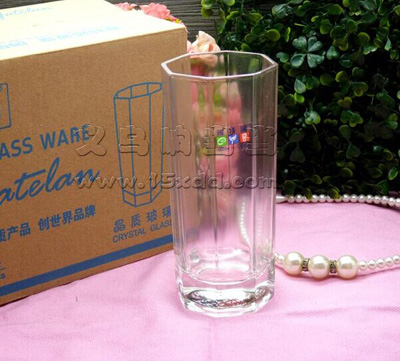 正品雅特蓝精品酒店超市专供晶质玻璃杯-高八角杯