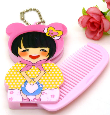 可爱小熊猫公仔铁齿梳 便携卡通梳子 钢齿小梳 化妆梳 折叠式梳子----3341卡通铁齿梳