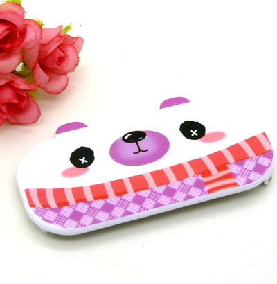 可爱小熊便携卡通梳子 钢齿小梳 化妆梳 折叠式梳子 镜梳套装----0856卡通铁齿带镜梳