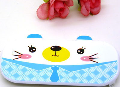 可爱小熊便携卡通梳子 钢齿小梳 化妆梳 折叠式梳子 镜梳套装----0856卡通铁齿带镜梳