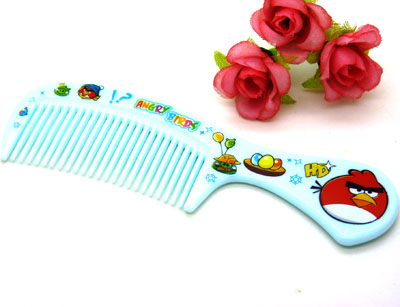 可爱彩色卡通宽齿梳 卷发梳 大梳子 直发梳 洗澡梳----3104愤怒小鸟梳