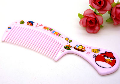 可爱彩色卡通宽齿梳 卷发梳 大梳子 直发梳 洗澡梳----3104愤怒小鸟梳