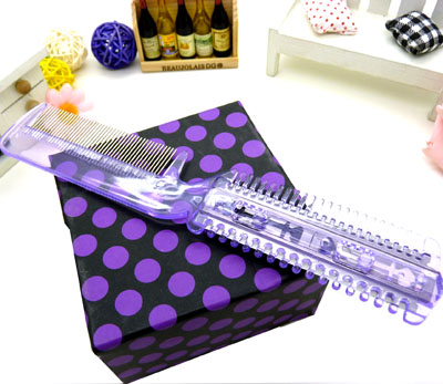 透明两用削发梳 削发刀 削发器 削发梳 打薄削短----0209水晶带刀削发器