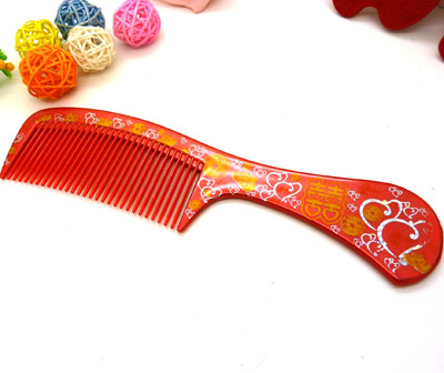 鸳鸯创意礼品 红色本命年 喜庆梳子 化妆木梳 防静电----8128喜庆梳