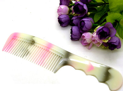 创意彩色梳 家用梳 时尚发梳 日用梳----仿玉弯把梳