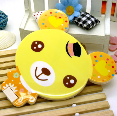 居家旅行必备 小熊镜梳套装 折叠镜子 镜子 梳子 组合 化妆镜----6699镜梳组合