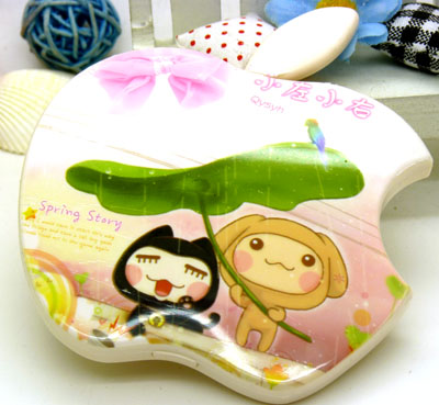 居家旅行必备迷你镜梳套装 折叠镜子 镜子 梳子 组合 化妆镜----6693苹果镜梳组合