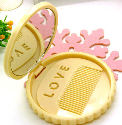 日韩镜梳组合 精美化妆镜子/梳子组合套装 迷你可爱卡通随手镜梳组合----058镜梳组合