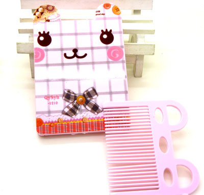 日韩镜梳组合 精美化妆镜子/梳子组合套装 迷你可爱卡通随手镜梳组合----小鸟镜梳组合